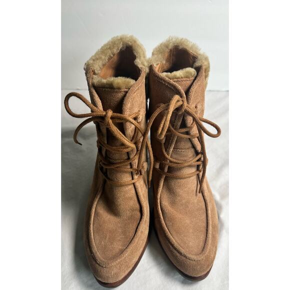 UGG Analise Lace Up Shearling Ankle‎ Booties Size 10 Chestnut - Picture 4 of 15